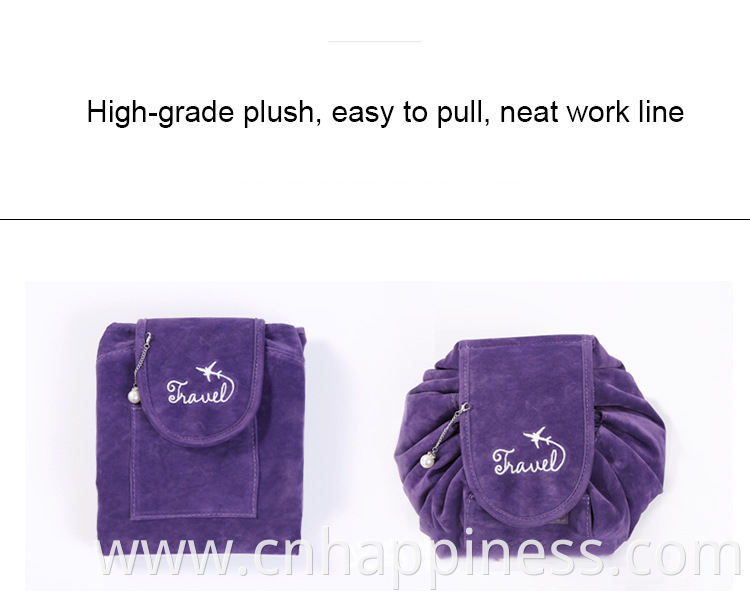 Wholesale microfiber initial travel organizer toiletry bag velvet pouch makeup brush bag with logo custom